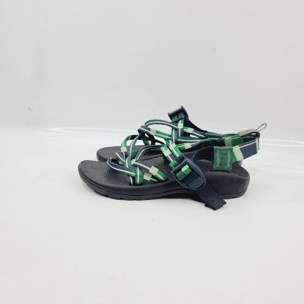 Chaco Girl Green Black Z1 Braided Cross Strap Casual Trekking Sandal Size 2‎